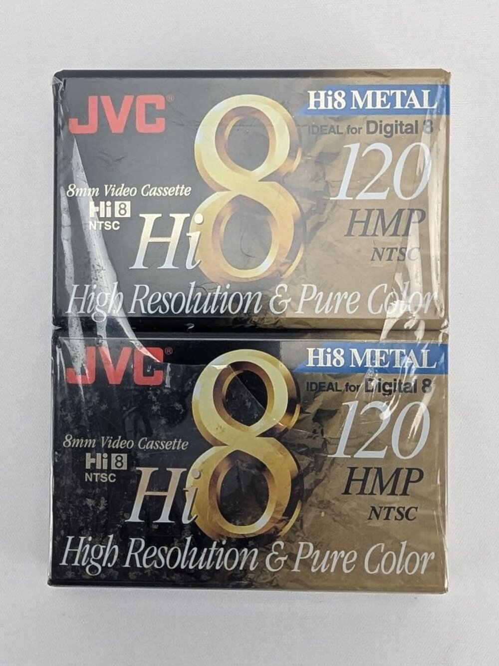 JVC 8mm Video Cassette 2 Pack High Resolution & Pure Color Hi8 Metal 120 HMP New